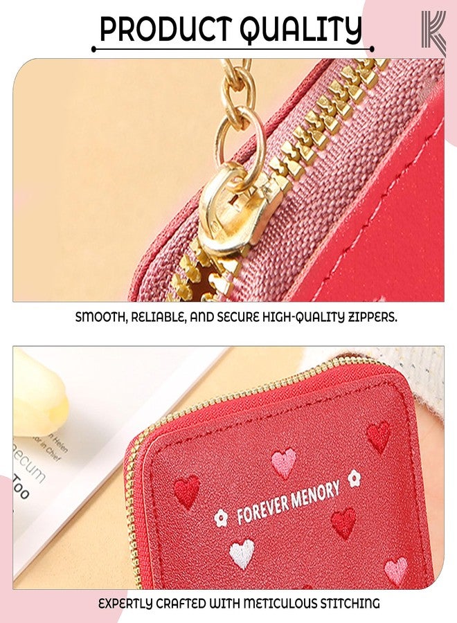 Kraptick Wallet for Women - Stylish and Compact Card Holder and Money Wallet, Money Organiser (Red) - Image 3